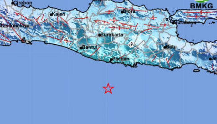Gempa Bumi Terkini, Berkekuatan 5,7 Magnitudo Guncang Kabupaten Pacitan, Jawa Timur